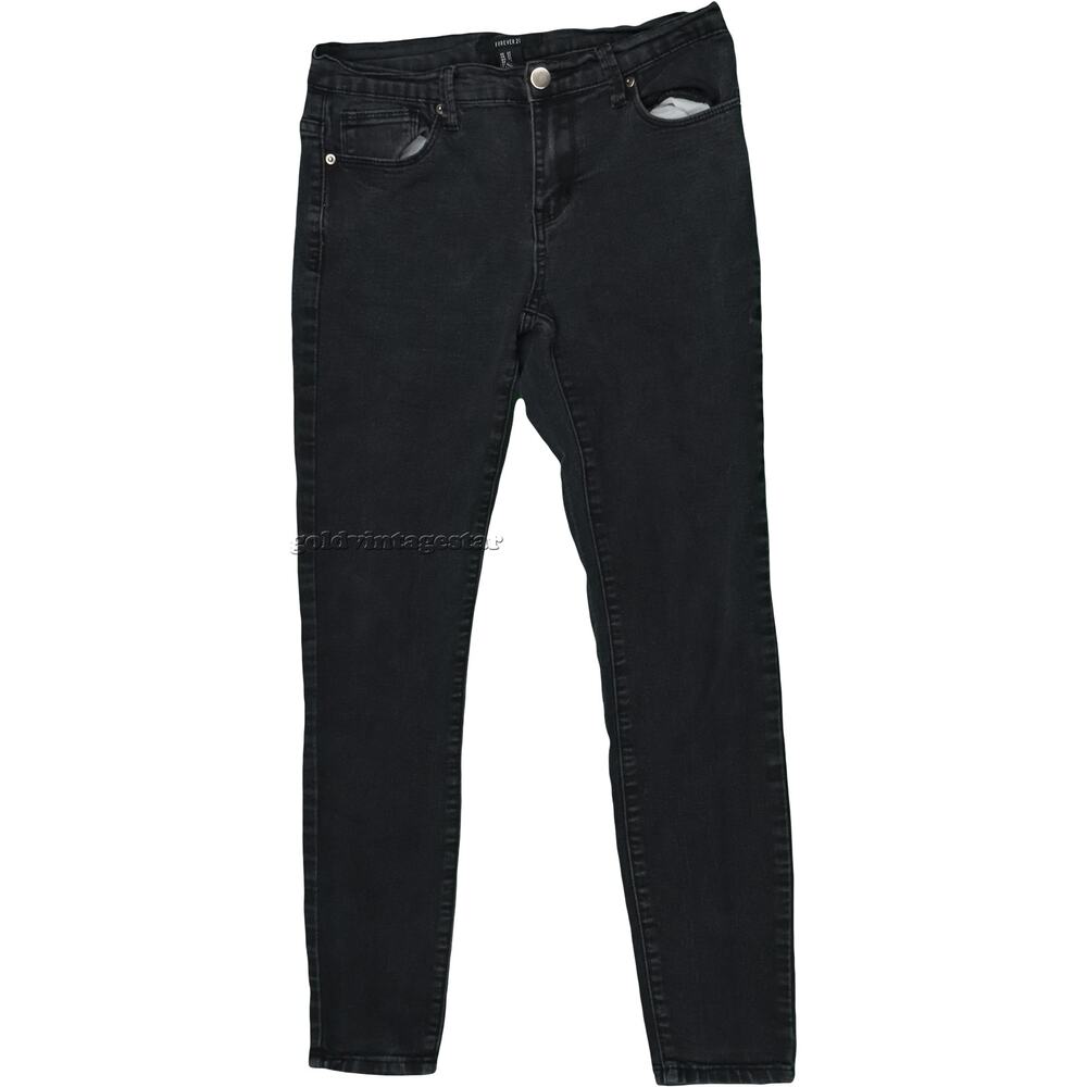FOREVER 21 High Waisted High Rise Black Denim Jeans Waist 27